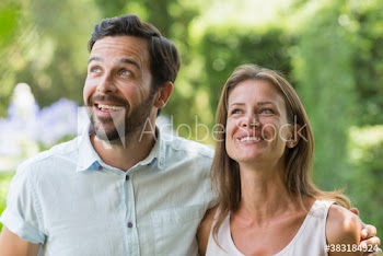 Portrait happy carefree couple