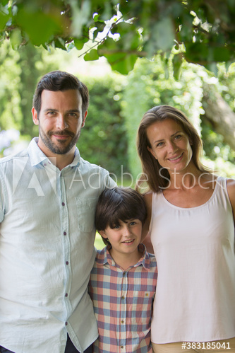 Portrait happy family on patio