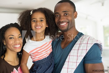Portrait happy young family