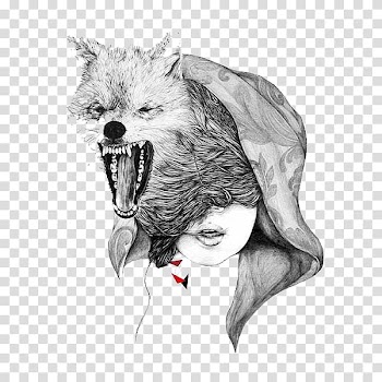 Portrait Illustrator Painting Work of art Illustration, Black and white beautiful fox illustrator transparent background PNG clipart