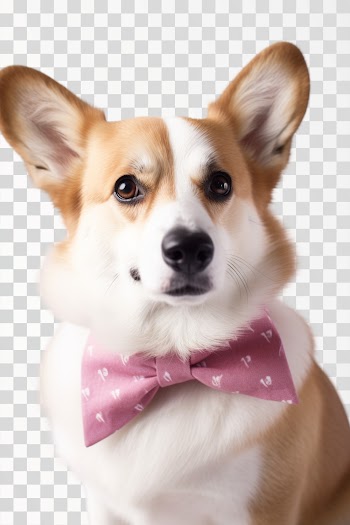 Portrait of a pembroke welsh corgi dog wearing pink bandana tie