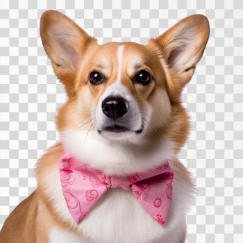 Portrait of a pembroke welsh corgi dog wearing pink bandana tie