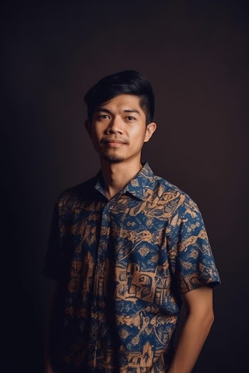 Portrait of an Asian young man wearing shirt, smiling generated by AI