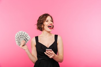 Portrait of an excited girl dressed in black dress Free Photo