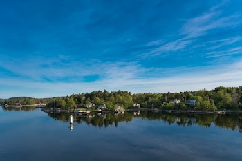 Portrait of Body of Water With Green Leaf Tree and House in Distance Under Cloudy Sky during Daytime