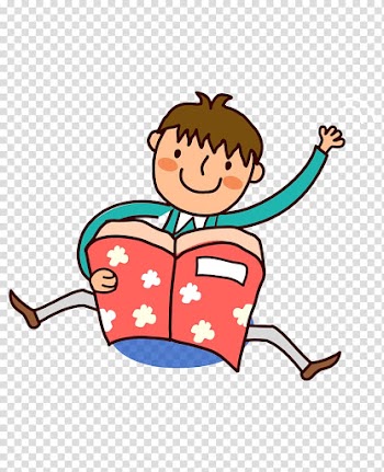Portrait of boy , cartoon hand painted color book reading book boy transparent background PNG clipart