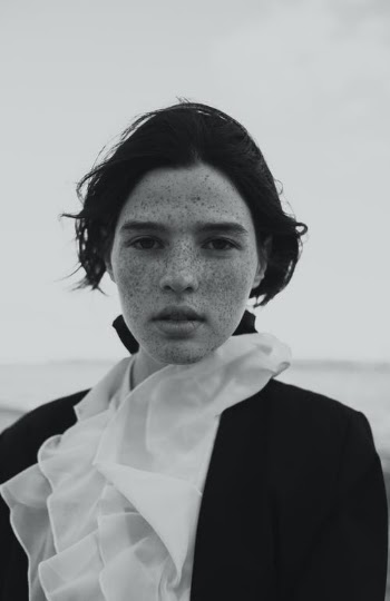 Portrait of Girl with Freckles in Black and White · Free Stock Photo
