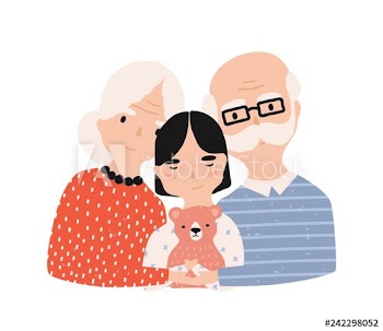 Portrait of grandfather, grandmother and granddaughter