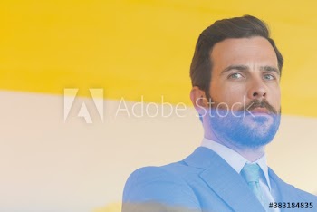 Portrait serious businessman with beard