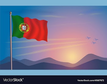 portugal flag in the morning sun