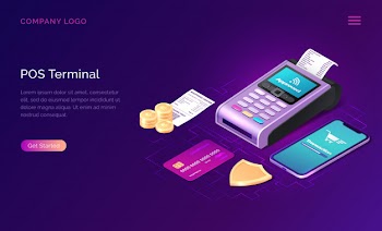 Pos terminal security website template Free Vector