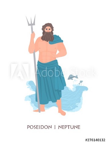 Poseidon or Neptune - Olympian god or deity of sea and seafare from ancient Greek and Roman religion and myth