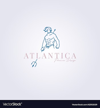 poseidon trident atlantic minimal logo line art