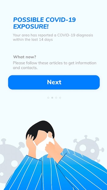 Possible COVID-19 exposure app template psd mobile screen