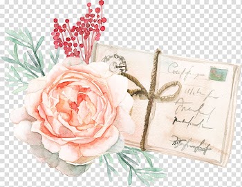Post card and pink rose illustration, Easter Bunny Watercolor painting Rabbit , Postcard watercolor flowers transparent background PNG clipart