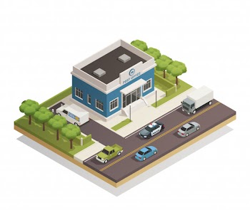 Post office building outdoor isometric Free Vector