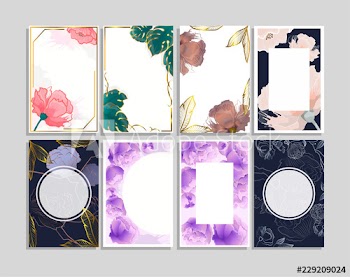 Postcard or invitation with floral element set