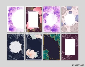 Postcard or invitation with floral element set