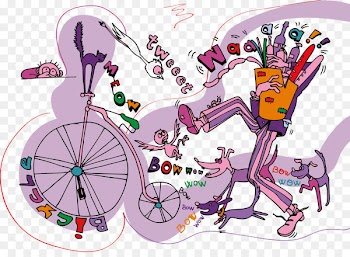 Postcard Paper Dog Bicycle Penny-farthing - Vector bike 