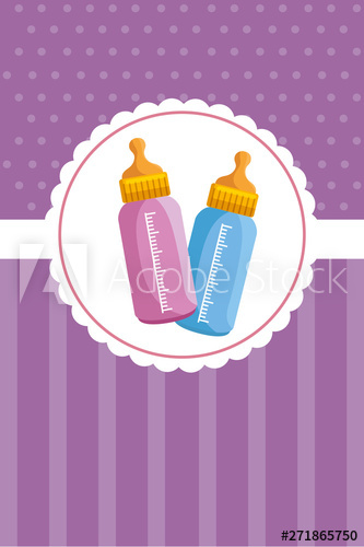 postcard with bottles milk baby