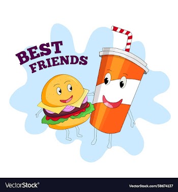 poster burger and cold drink as a best friend