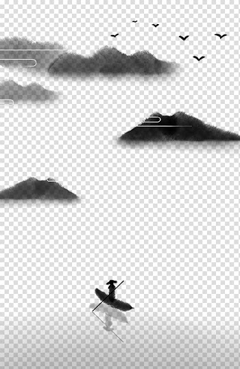 Poster Chinoiserie Ink wash painting Shan shui, China Wind Ink Posters transparent background PNG clipart