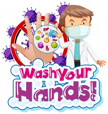 Poster design for coronavirus theme with doctor and dirty hand Free Vector