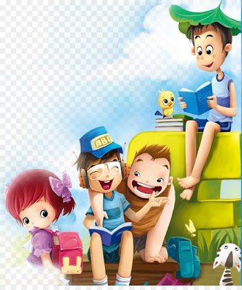 Poster Download Cartoon - children reading 