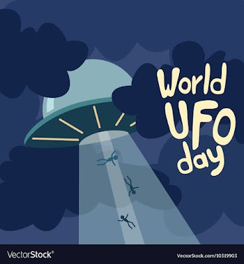 Poster for World UFO day with alien spaceship vector image