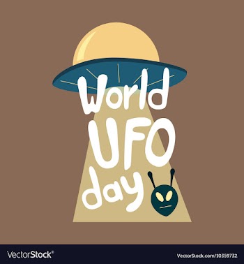 Poster for World UFO day with alien spaceship vector image