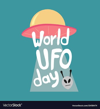 Poster for World UFO day with alien spaceship vector image