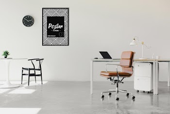 Poster Frame in Office Free Mockup