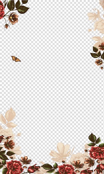 Poster Icon, Hand-painted flowers border, white and maroon flowers illustration transparent background PNG clipart