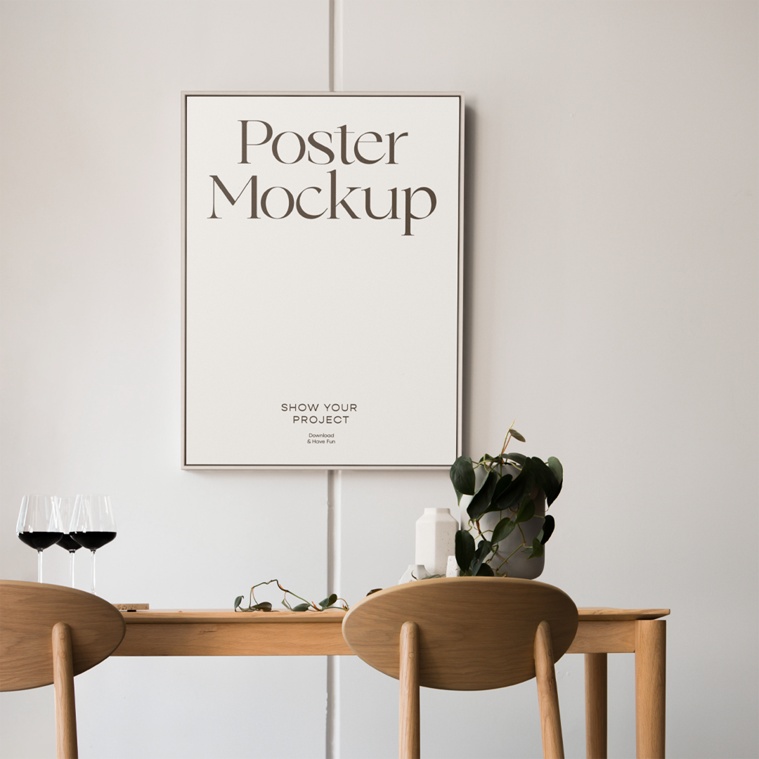 Poster in Dining Room Mockup