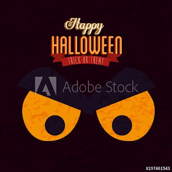 poster of happy halloween with face cat black design