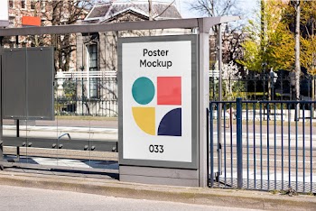 Poster on Bus Stop Mockup poster mockup 033 
