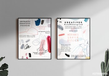Poster-Set mit gemalten Blumen