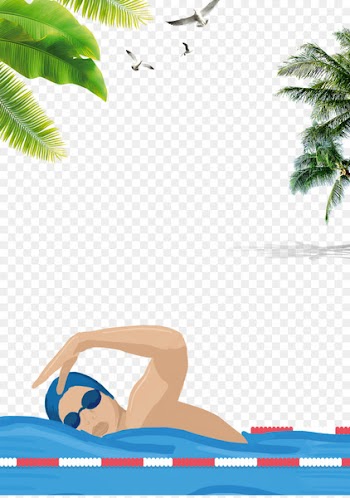 Poster Swimming Summer Cartoon - Swimming training poster background 