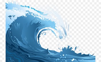 Poster Wind wave Cartoon - Blue waves 
