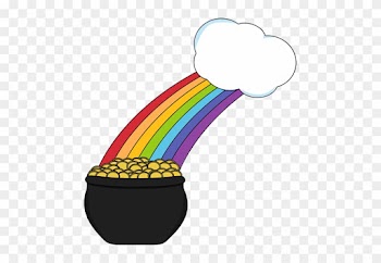 Pot Of Gold With Rainbow And Cloud - Pot Of Gold With Rainbow