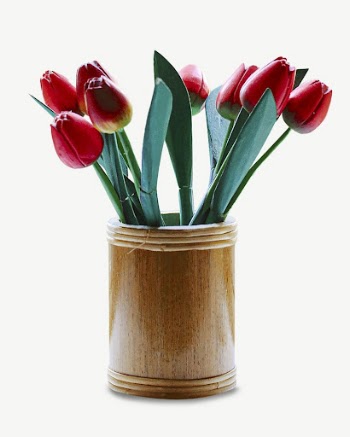 Pot of tulips collage element | Free PSD - rawpixel