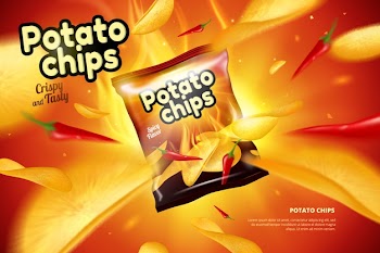 Potato chips bag ad Free Vector