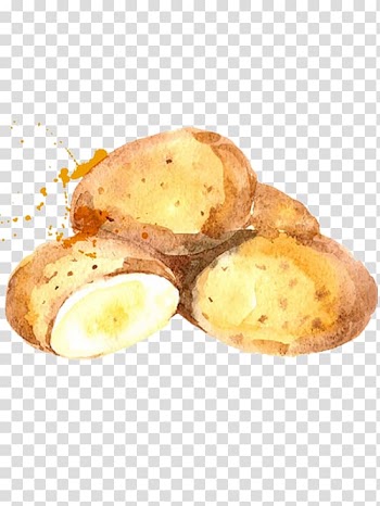 Potato , French fries Fried chicken Potato cake Watercolor painting, Hand-painted potato transparent background PNG clipart