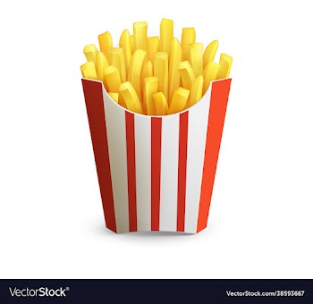 potatoes french fries in red carton package box