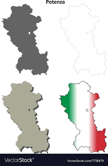 Potenza blank detailed outline map set vector image