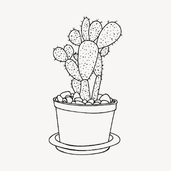 Potted cactus drawing, house plant | Free Vector - rawpixel
