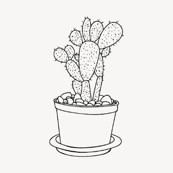 Potted cactus drawing, plant illustration | Free PSD - rawpixel