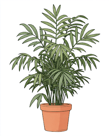 Potted Parlour Palm on White Background