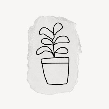 Potted plant doodle clipart, ripped | Free PSD - rawpixel