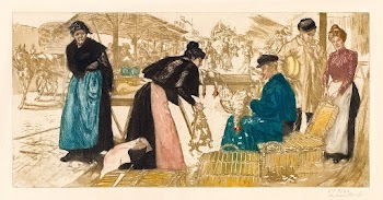 Poultry Market (Le March&eacute; aux Volailles) (ca. 1900) by Richard Ranft. Original from The Cleveland Museum of Art. Digitally enhanced by rawpixel.